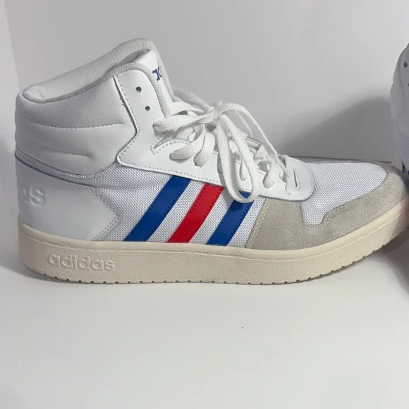 adidas White Athletic Shoes with Blue and Red Stripes - Picture 3 of 9